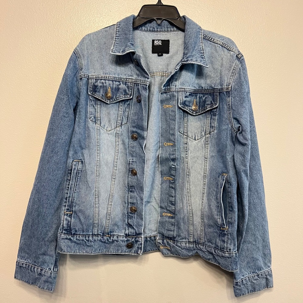 RSQ Collective Mens Light Wash Denim Trucker Jacket Medium 100% Cotton RN108168